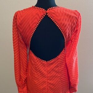 Women’s Orange Sheer Midi Dress SZ M